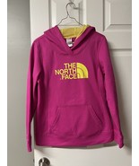 The North Face Women’s Pink &amp; Yellow Long Sleeve Hooded Sweatshirt Size Med - £17.55 GBP