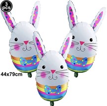 3 Pack Easter Bunny Head Balloons Rabbit Mylar 31.5 inch New USA Located - £9.97 GBP