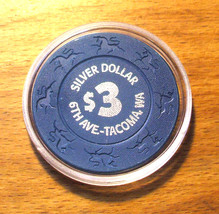 $3. Silver Dollar Casino Chip -6th Avenue -Tacoma,Washington - UNICORN M... - $145.31 MXN