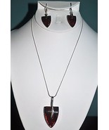 Smithsonian Amber &amp; Sterling Arrowhead Necklace &amp; Earring Set 18&quot;  (JT1) - €129,32 EUR