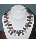 Handmade Offset Multi Gemstone Necklace Jasper, Jade, Quartz, Amethyst(JT3) - $1,214.14 MXN