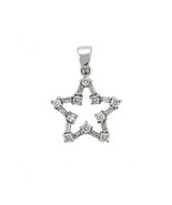 High Polish .925 Sterling Silver Star Pendant with AAA Grade Clear CZ - $14.25