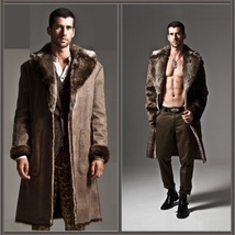 Men's 2 in 1 Warm Full Pelt Long Luxury Mink Faux Fur Soft Leather Trench Coat image 2