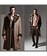 Men's 2 in 1 Warm Full Pelt Long Luxury Mink Faux Fur Soft Leather Trenc... - $357.95