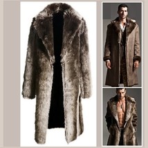 Men's 2 in 1 Warm Full Pelt Long Luxury Mink Faux Fur Soft Leather Trench Coat image 3
