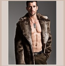 Men's 2 in 1 Warm Full Pelt Long Luxury Mink Faux Fur Soft Leather Trench Coat image 4