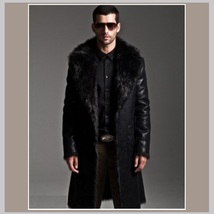 Men's 2 in 1 Warm Full Pelt Long Luxury Mink Faux Fur Soft Leather Trench Coat image 6