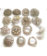 Vintage High End Brooch Lot Clear Crystal, Rhinestone - $350.00