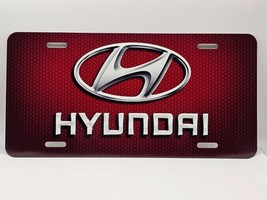 Hyundai Inspired Art On Red Hex Flat Aluminum License Tag Plate * Unused Return - £10.60 GBP