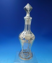 Alvin Glass Decanter with Sterling Silver Overlay Grapes Leaves c.1900 (#5351) - £780.20 GBP