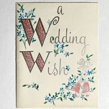 Vintage 1958 Wedding Message Congratulations Greeting Card Bells Silver Shimmer - £11.73 GBP