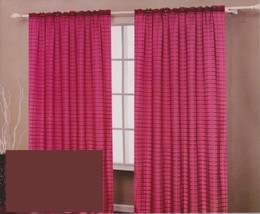 Two Panels Checked Texture Rod Pocket Sheer Voile Fabric Curtain Set   Brown - £7.75 GBP