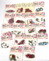 Vintage Ribbon Roses Craft Sewing Accessories Mini Decorations Trim Sati... - $25.00