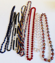VTG lot of 8 Multi bright color fun fancy fashion strand Necklaces black white - £27.92 GBP