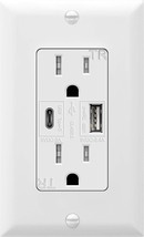 Topgreener 5.8A Ultra-High-Speed Usb C Wall Outlet Charger, 15A Duplex, White. - £25.14 GBP