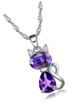 Collection Kitten Cat Clear or Purple CZ Pendant - £46.99 GBP