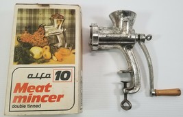 VC) Alfa 10 Meat Mincer Double Tinned Table Mount Hand Crank Grinder - $24.74