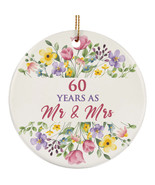 60 Years As Mr &amp; Mrs 2025 Ornament 60th Anniversary Wreath Christmas Gif... - $15.79