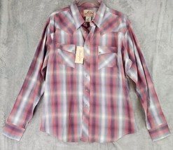 Wrangler Shirt Mens XXL Red Gray Plaid American Cowboy Snap On Long Sleeve - £23.73 GBP