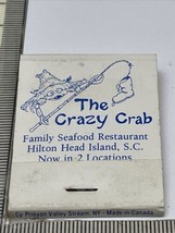 Matchbook Cover The Crazy Crab  Seafood Restaurant  Hilton Head Island, ... - $12.38