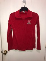 Columbia Womens 1/4 Zip Pullover Fleece Red MIAMI Sweatshirt Top SZ XS - £10.88 GBP