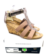 Alfani Pearrl Cork Wedge Strappy Sandals- Rose Gold Metallic &amp; Tan, US 8... - $18.69