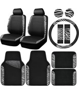 CAR PASS Zebra Faux Leather Car Seat Covers &amp; Zebra Car Mats &amp; Zebra Ste... - €88,63 EUR