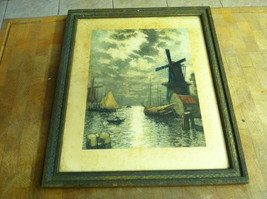 Antique HERAN CHABAN Signed 1926 Colored Print art deco colored frame SALE $99 - £77.52 GBP