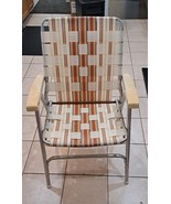 Vintage 70&#39;s Outdoor Retro Webbed Aluminum Folding Lawn Chair - £31.97 GBP