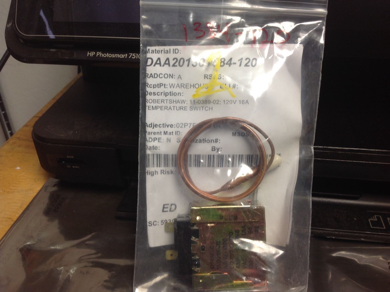 ROBERT SHAW TEMPERATURE SWITCH SENSOR PROBE 11-0389-02 NEW $99 - $89.09