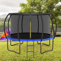 12FT Outdoor Big Trampoline With Inner Safety Enclosure Net, Ladder - Blue - $324.78