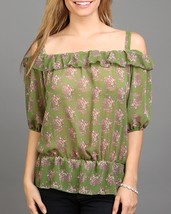 Floral Peekaboo Top With Synched Waist Off Shoulder - $17.99