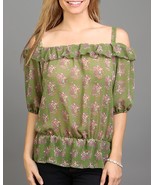 Floral Peekaboo Top With Synched Waist Off Shoulder - £14.25 GBP