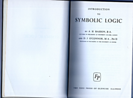 Introduction To Symbolic Logic By A.H. Basson, B.A. 1960 - Hardcovered B... - $3.75