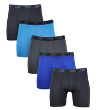 New Balance Men&#39;s Black, Grey, Navy, Bright Blue 5 Pack Boxer Brief (S05) - £20.17 GBP