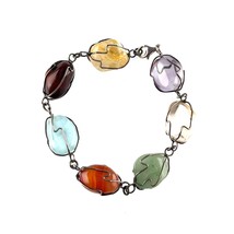 Sterling Silver Wire Suspended Multi-Color Gemstone Bracelet 10&quot; - $197.01