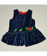 VTG Baby Togs Dress Velvet Blue Green Red Rose Size 12 Months Sleeveless... - £12.42 GBP