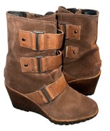 Sorel After Hours Suede Bootie Brown Wedge Women&#39;s Size 6 - $45.89