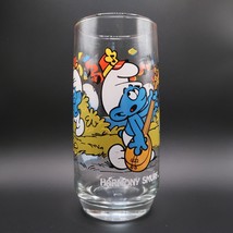 Smurfs Glass Cup Tumbler Harmony Smurf Vintage 1983 Wallace Berrie Peyo - £7.41 GBP