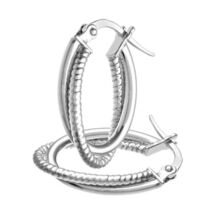 Citerna 9 ct Shiny and Frosted White Gold Crossover Oval Hoop Earrings  - $358.00