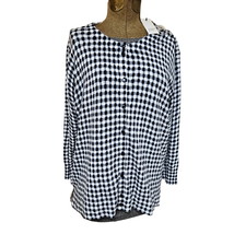 Crown &amp; Ivy Blouse Shirt Womens Large Black White Plaid Button Front Str... - £20.57 GBP