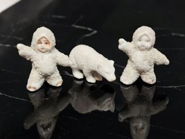 Antique Set of 3 German Snow Babies Miniature Figurines White Porcelain Germany - $126.12