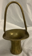 Vintage Brass Basket with Handle 5&quot; inch long x 4&quot; wide x 9” tall - $6.89