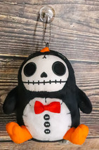 Furry Bones Skeleton North Pole Penguin With Red Bow Tie Small Toy Plush Doll - £16.07 GBP