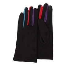 Black &amp; Multicolor Touch Screen Gloves~Stay Warm &amp; Connected~Soft Faux Suede~ - $25.06