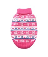 Snowflakes and Hearts Pink 100% Combed Cotton Turtleneck Sweater Sizes X... - €16,30 EUR