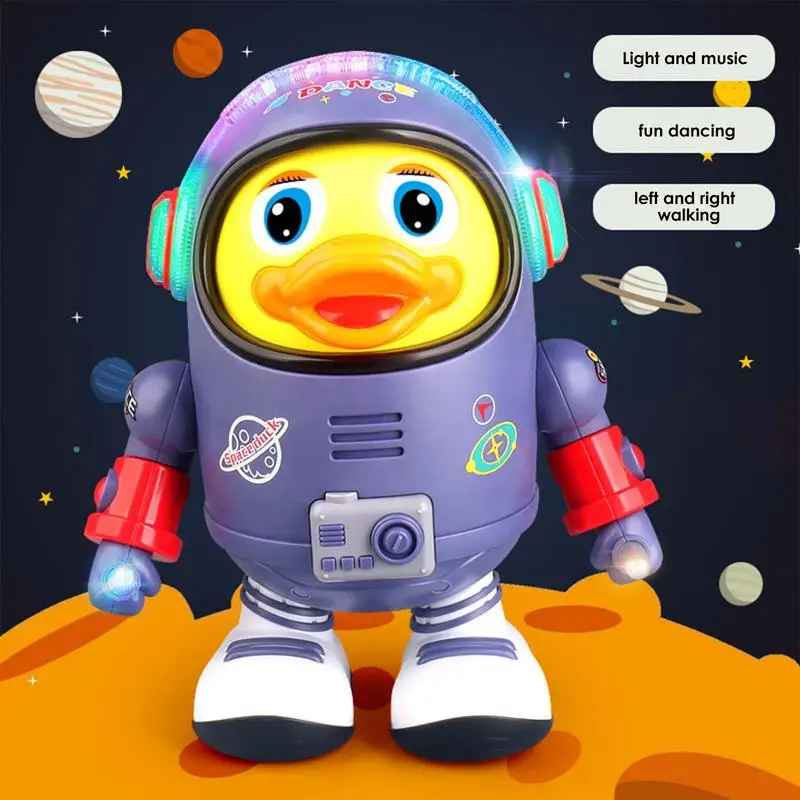 Space Duck Dancing Toy With Music Light Battery Powered Glowing Duck Doll Funny - £19.73 GBP