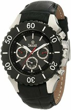 NEW Swistar 3218-2M Men&#39;s Dual Time Day &amp; Date Black Dial Black Leather SS Watch - £83.03 GBP