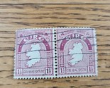 Ireland Stamp Map of Ireland 1 1/2p Used Red Strip of 2 - $2.37