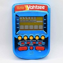 RARE Blue Electronic Handheld Yahtzee Game Milton Bradley Works Some Wear 0322! - £39.56 GBP